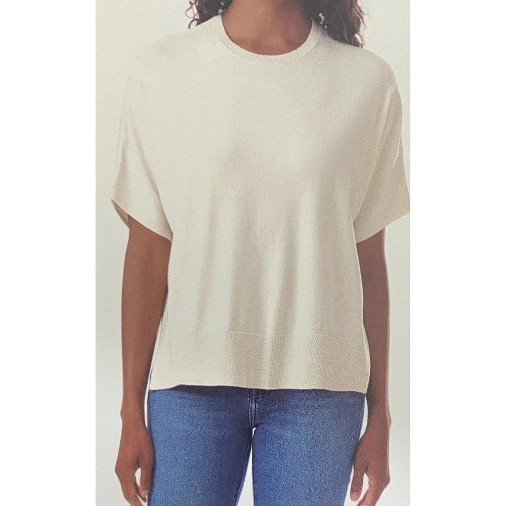 Splendid Women's Short Sleeve Oversized Knit Top, Cream, Size XL, New